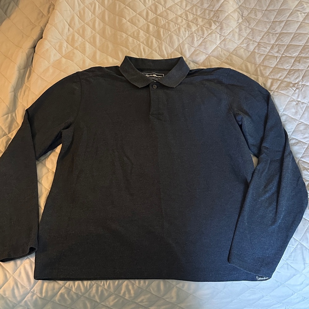 Eddie Bauer Dark Blue Long Sleeve Polo Shirt